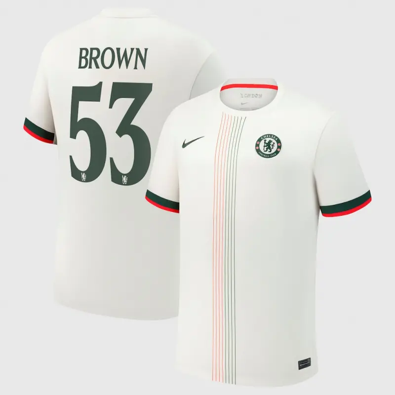 Chelsea chelsea cup nike auswärtsstadiontrikot 2025-26 mit aufdruck „brown 53“ Trikot - Exklusive Chelsea Fußballbekleidung