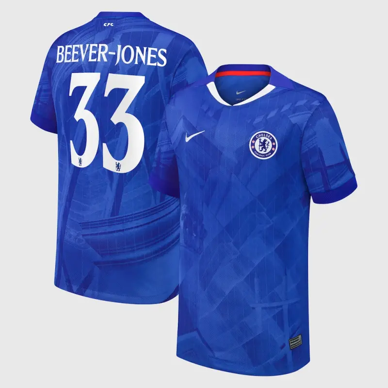 Chelsea chelsea cup nike heimstadion-trikot 2025-26 – jugendliche mit beever-jones 33-aufdruck Trikot - Exklusive Chelsea Fußballbekleidung