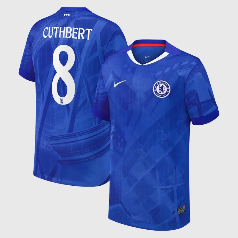 Chelsea chelsea cup nike heimstadion-trikot 2025-26 – jugendliche mit cuthbert 8-aufdruck Trikot - Exklusive Chelsea Fußballbekleidung
