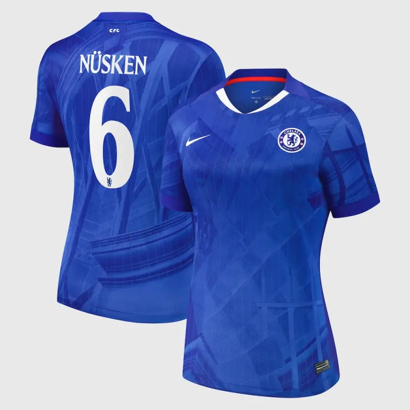 Chelsea chelsea cup nike heimstadiontrikot 2025-26 – damen mit nüsken 6-aufdruck Trikot - Exklusive Chelsea Fußballbekleidung