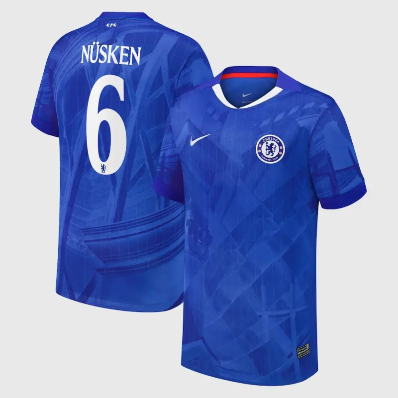 Chelsea chelsea cup nike heimstadiontrikot 2025-26 – jugendliche mit nüsken 6-aufdruck Trikot - Exklusive Chelsea Fußballbekleidung