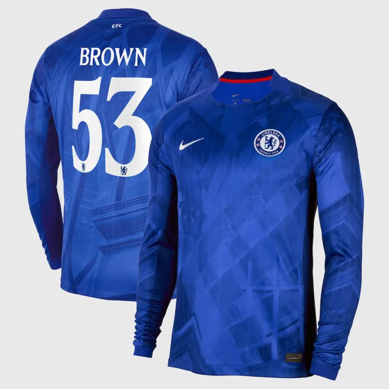 Chelsea chelsea cup nike home stadium langarmtrikot 2025-26 mit aufdruck „brown 53“ Trikot - Exklusive Chelsea Fußballbekleidung