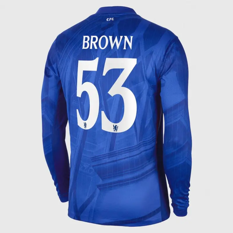Chelsea chelsea cup nike home stadium langarmtrikot 2025-26 mit aufdruck „brown 53“ Trikot - Exklusive Chelsea Fußballbekleidung Chelsea chelsea cup nike home stadium langarmtrikot 2025-26 mit aufdruck „brown 53“ Trikot - Exklusive Chelsea Fußballbekleidung