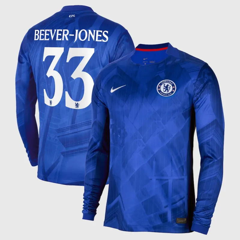 Chelsea chelsea cup nike home stadium langarmtrikot 2025-26 mit beever-jones 33-aufdruck Trikot - Exklusive Chelsea Fußballbekleidung