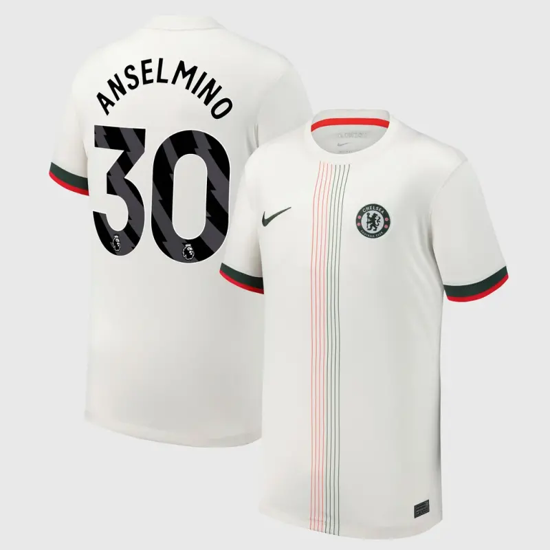 Chelsea chelsea nike auswärtsstadiontrikot 2025-26 – jugendliche mit anselmino 30-aufdruck Trikot - Exklusive Chelsea Fußballbekleidung