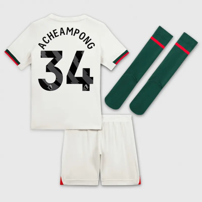 Chelsea chelsea nike away stadium minikit 2025-26 – kleine jugendliche mit acheampong 34-aufdruck Trikot - Exklusive Chelsea Fußballbekleidung Chelsea chelsea nike away stadium minikit 2025-26 – kleine jugendliche mit acheampong 34-aufdruck Trikot - Exklusive Chelsea Fußballbekleidung