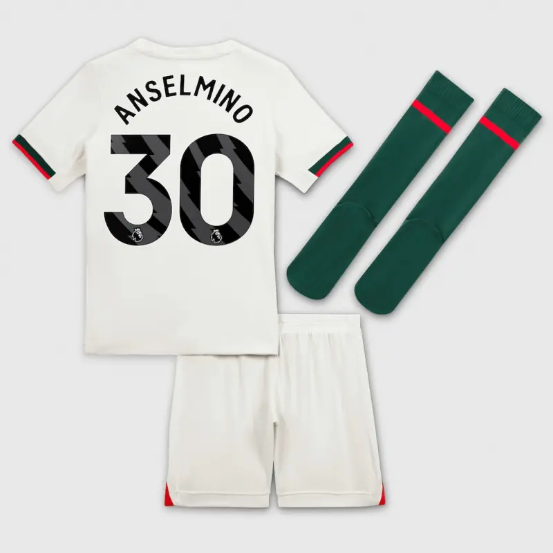 Chelsea chelsea nike away stadium minikit 2025-26 – kleine jugendliche mit anselmino 30-aufdruck Trikot - Exklusive Chelsea Fußballbekleidung Chelsea chelsea nike away stadium minikit 2025-26 – kleine jugendliche mit anselmino 30-aufdruck Trikot - Exklusive Chelsea Fußballbekleidung