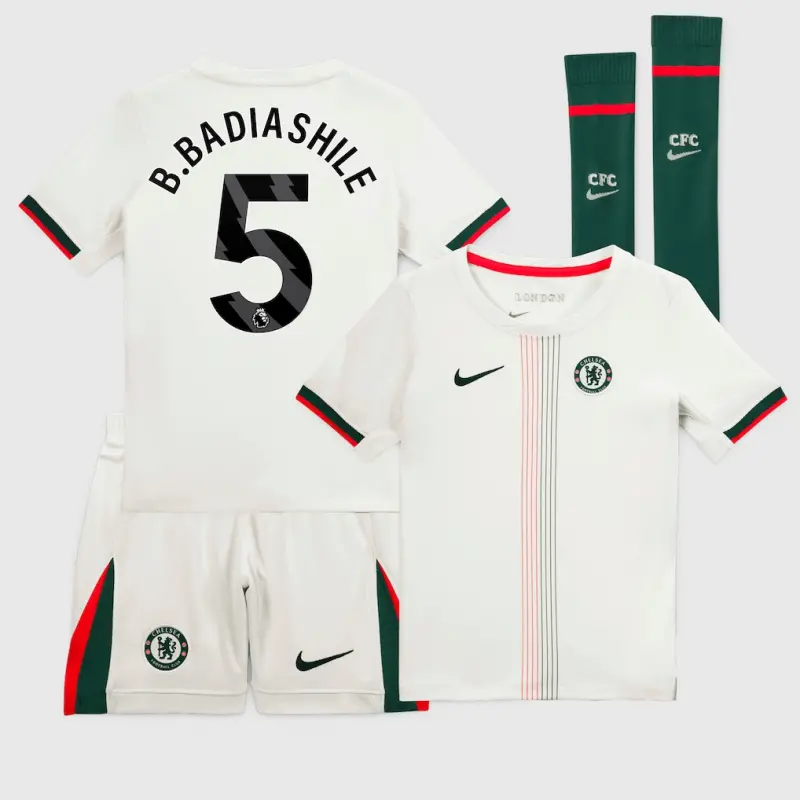 Chelsea chelsea nike away stadium minikit 2025-26 – kleine jugendliche mit b. badiashile 5-aufdruck Trikot - Exklusive Chelsea Fußballbekleidung