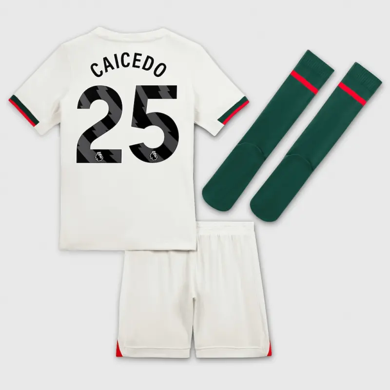 Chelsea chelsea nike away stadium minikit 2025-26 – kleine jugendliche mit caicedo 25-aufdruck Trikot - Exklusive Chelsea Fußballbekleidung Chelsea chelsea nike away stadium minikit 2025-26 – kleine jugendliche mit caicedo 25-aufdruck Trikot - Exklusive Chelsea Fußballbekleidung
