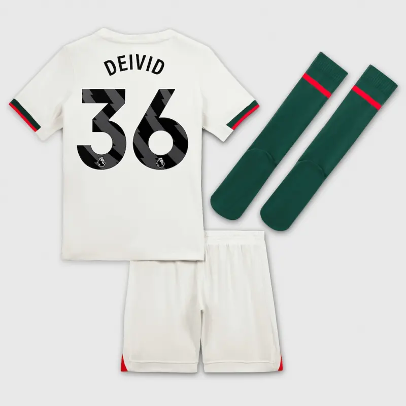 Chelsea chelsea nike away stadium minikit 2025-26 – kleine jugendliche mit deivid 36-aufdruck Trikot - Exklusive Chelsea Fußballbekleidung Chelsea chelsea nike away stadium minikit 2025-26 – kleine jugendliche mit deivid 36-aufdruck Trikot - Exklusive Chelsea Fußballbekleidung