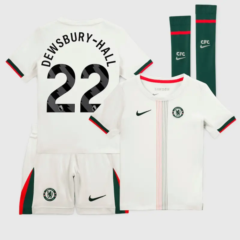 Chelsea chelsea nike away stadium minikit 2025-26 – kleine jugendliche mit dewsbury-hall 22-aufdruck Trikot - Exklusive Chelsea Fußballbekleidung
