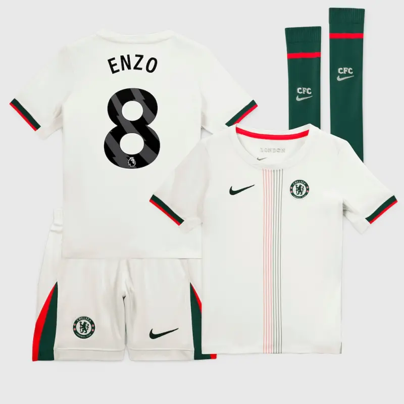 Chelsea chelsea nike away stadium minikit 2025-26 – kleine jugendliche mit enzo 8-aufdruck Trikot - Exklusive Chelsea Fußballbekleidung