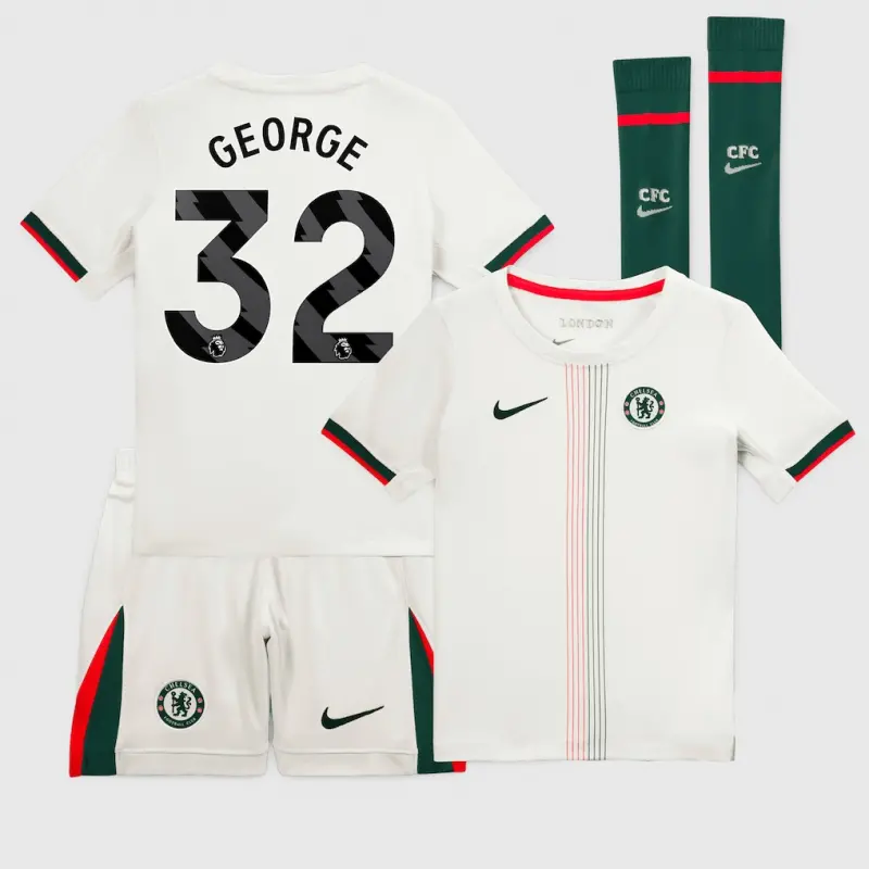 Chelsea chelsea nike away stadium minikit 2025-26 – kleine jugendliche mit george 32-aufdruck Trikot - Exklusive Chelsea Fußballbekleidung