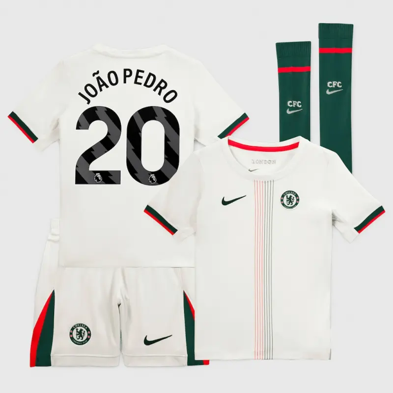 Chelsea chelsea nike away stadium minikit 2025-26 – kleine jugendliche mit joão pedro 20-aufdruck Trikot - Exklusive Chelsea Fußballbekleidung