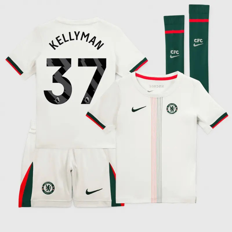 Chelsea chelsea nike away stadium minikit 2025-26 – kleine jugendliche mit kellyman 37-aufdruck Trikot - Exklusive Chelsea Fußballbekleidung