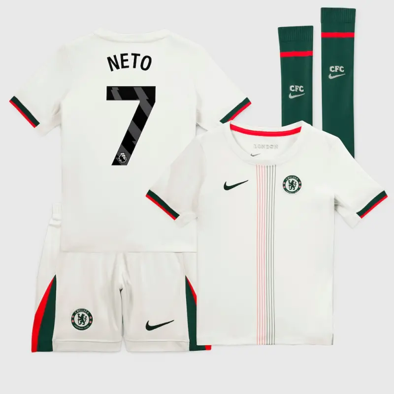 Chelsea chelsea nike away stadium minikit 2025-26 – kleine jugendliche mit neto 7-aufdruck Trikot - Exklusive Chelsea Fußballbekleidung