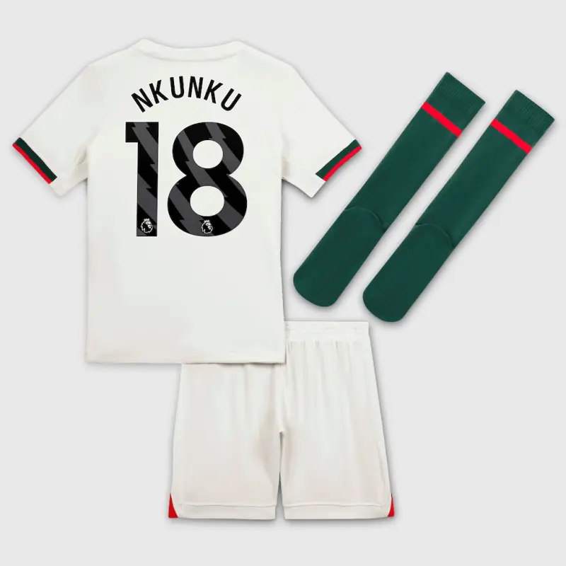 Chelsea chelsea nike away stadium minikit 2025-26 – kleine jugendliche mit nkunku 18-aufdruck Trikot - Exklusive Chelsea Fußballbekleidung Chelsea chelsea nike away stadium minikit 2025-26 – kleine jugendliche mit nkunku 18-aufdruck Trikot - Exklusive Chelsea Fußballbekleidung