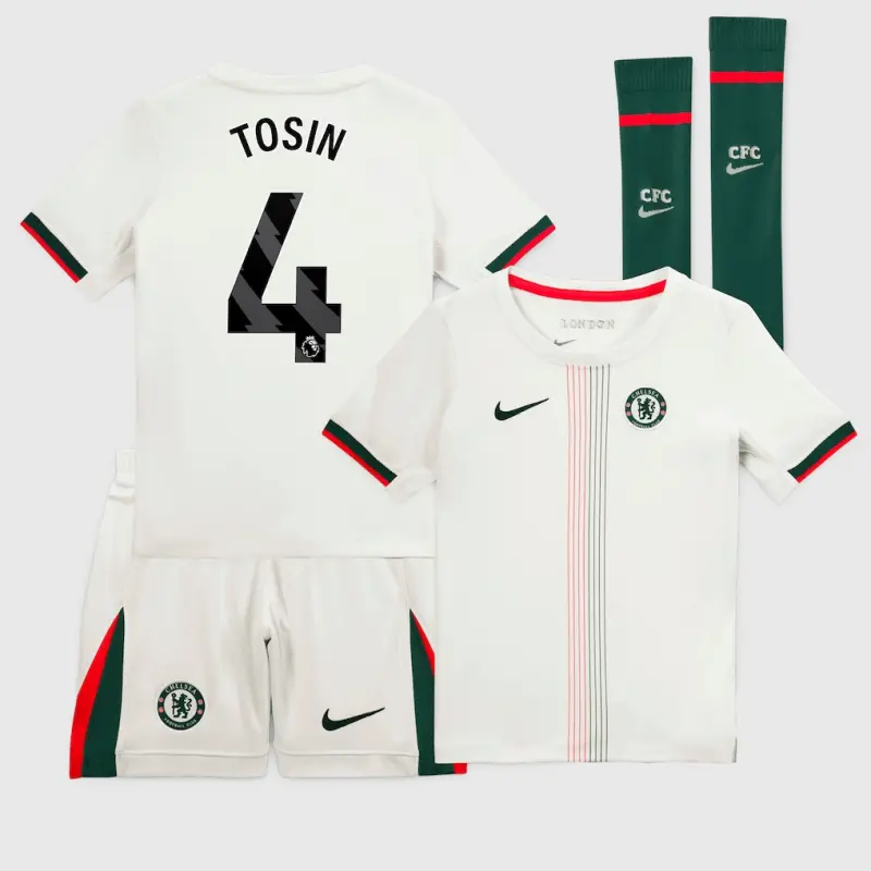 Chelsea chelsea nike away stadium minikit 2025-26 – kleine jugendliche mit tosin 4-aufdruck Trikot - Exklusive Chelsea Fußballbekleidung
