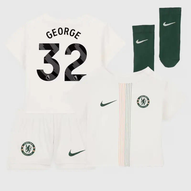 Chelsea chelsea nike away stadium minikit 2025-26 – kleinkinder mit george 32-aufdruck Trikot - Exklusive Chelsea Fußballbekleidung