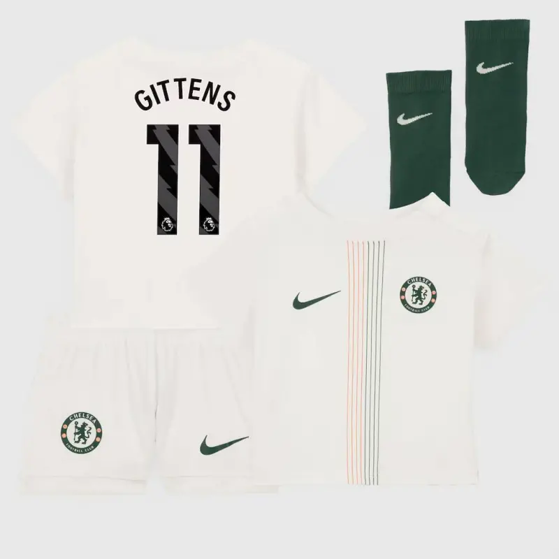 Chelsea chelsea nike away stadium minikit 2025-26 – kleinkinder mit gittens 11-aufdruck Trikot - Exklusive Chelsea Fußballbekleidung