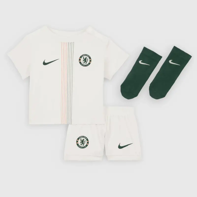 Chelsea chelsea nike away stadium minikit 2025-26 – kleinkinder mit tosin 4-aufdruck Trikot - Exklusive Chelsea Fußballbekleidung