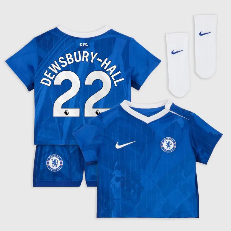 Chelsea chelsea nike heimstadion-kit 2025-26 – kleinkinder mit dewsbury-hall 22-aufdruck Trikot - Exklusive Chelsea Fußballbekleidung