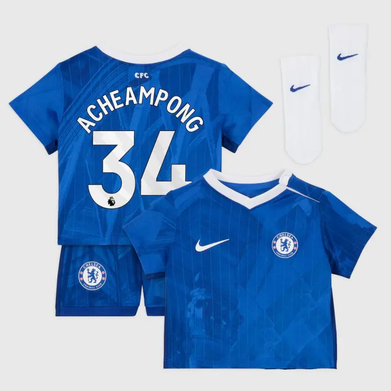 Chelsea chelsea nike heimstadion-trikot 2025-26 – kleinkinder mit acheampong 34-aufdruck Trikot - Exklusive Chelsea Fußballbekleidung