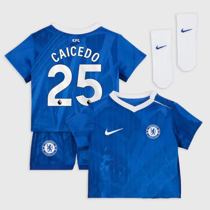 Chelsea chelsea nike heimstadion-trikot 2025-26 – kleinkinder mit caicedo 25-aufdruck Trikot - Exklusive Chelsea Fußballbekleidung
