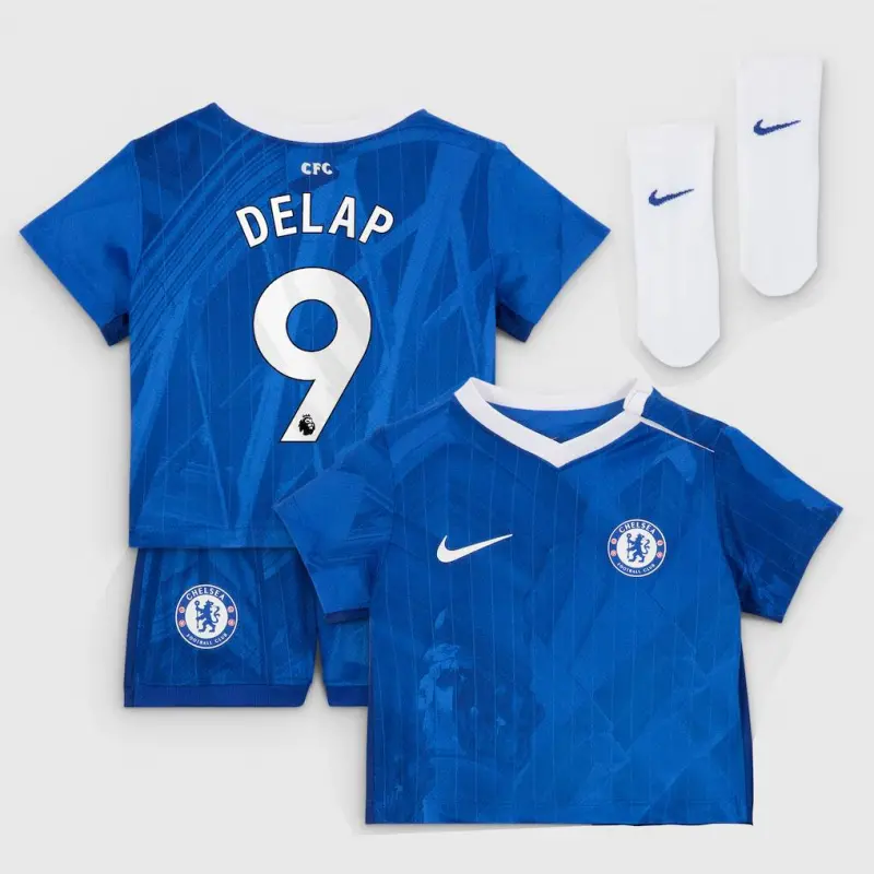Chelsea chelsea nike heimstadion-trikot 2025-26 – kleinkinder mit delap 9-aufdruck Trikot - Exklusive Chelsea Fußballbekleidung