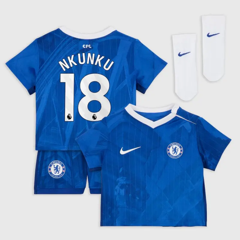 Chelsea chelsea nike heimstadion-trikot 2025-26 – kleinkinder mit nkunku 18-aufdruck Trikot - Exklusive Chelsea Fußballbekleidung