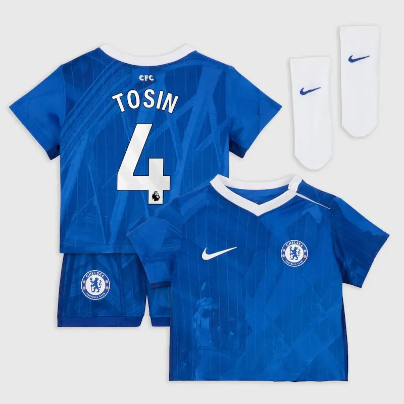Chelsea chelsea nike heimstadion-trikot 2025-26 – kleinkinder mit tosin 4-aufdruck Trikot - Exklusive Chelsea Fußballbekleidung