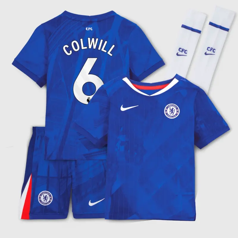 Chelsea chelsea nike heimstadion-trikot 2025–26 – kleine jugendliche mit colwill 6-aufdruck Trikot - Exklusive Chelsea Fußballbekleidung