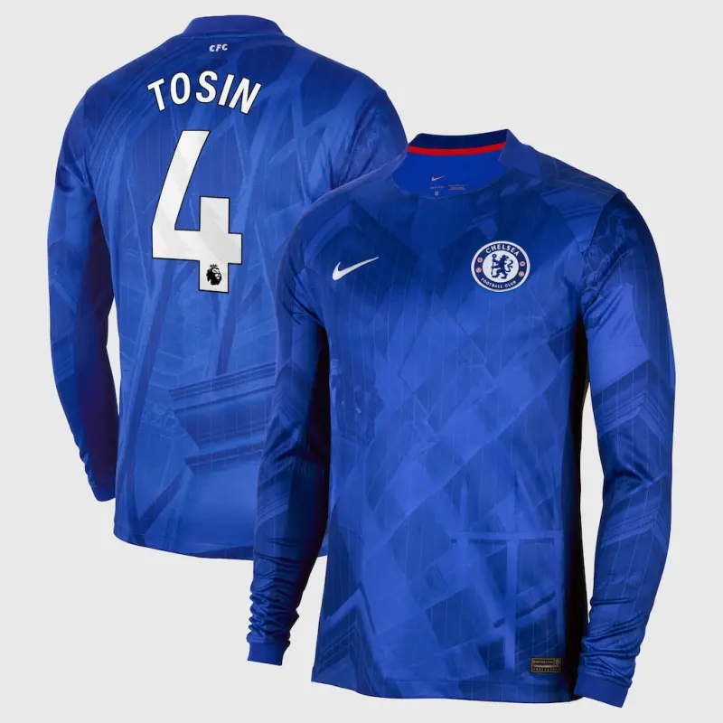 Chelsea chelsea nike home stadium langarmtrikot 2025-26 mit tosin 4-aufdruck Trikot - Exklusive Chelsea Fußballbekleidung