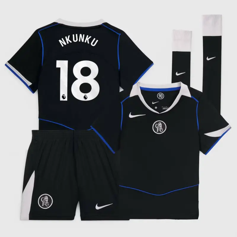 Chelsea chelsea nike third stadium mini kit 2025-26 – kleine jugendliche mit nkunku 18-aufdruck Trikot - Exklusive Chelsea Fußballbekleidung