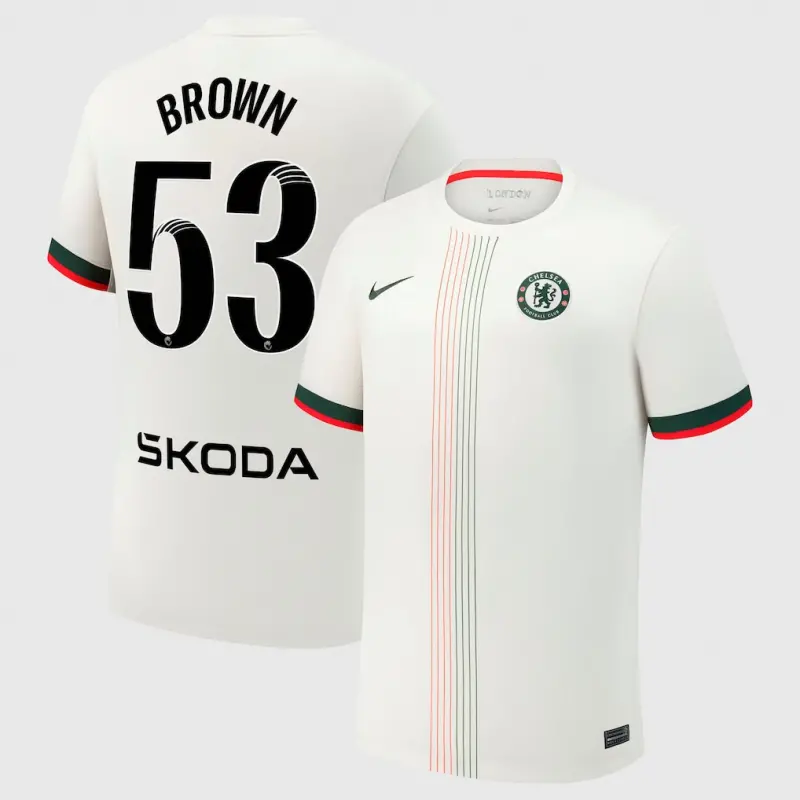 Chelsea chelsea wsl nike auswärtsstadiontrikot 2025-26 mit aufdruck „brown 53“ Trikot - Exklusive Chelsea Fußballbekleidung