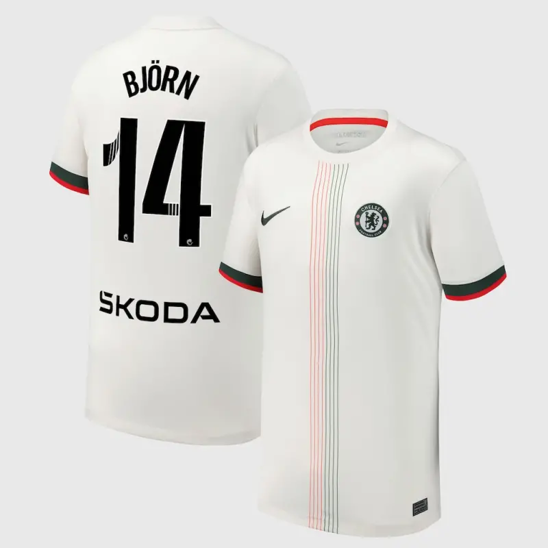 Chelsea chelsea wsl nike auswärtsstadiontrikot 2025-26 – jugendliche mit björn 14-aufdruck Trikot - Exklusive Chelsea Fußballbekleidung
