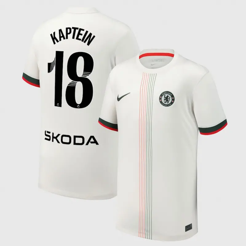 Chelsea chelsea wsl nike auswärtsstadiontrikot 2025-26 – jugendliche mit kaptein 18-aufdruck Trikot - Exklusive Chelsea Fußballbekleidung