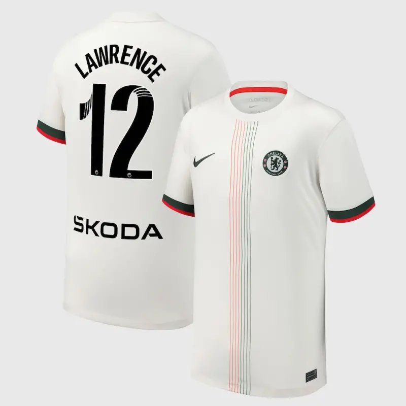 Chelsea chelsea wsl nike auswärtsstadiontrikot 2025-26 – jugendliche mit lawrence 12-aufdruck Trikot - Exklusive Chelsea Fußballbekleidung