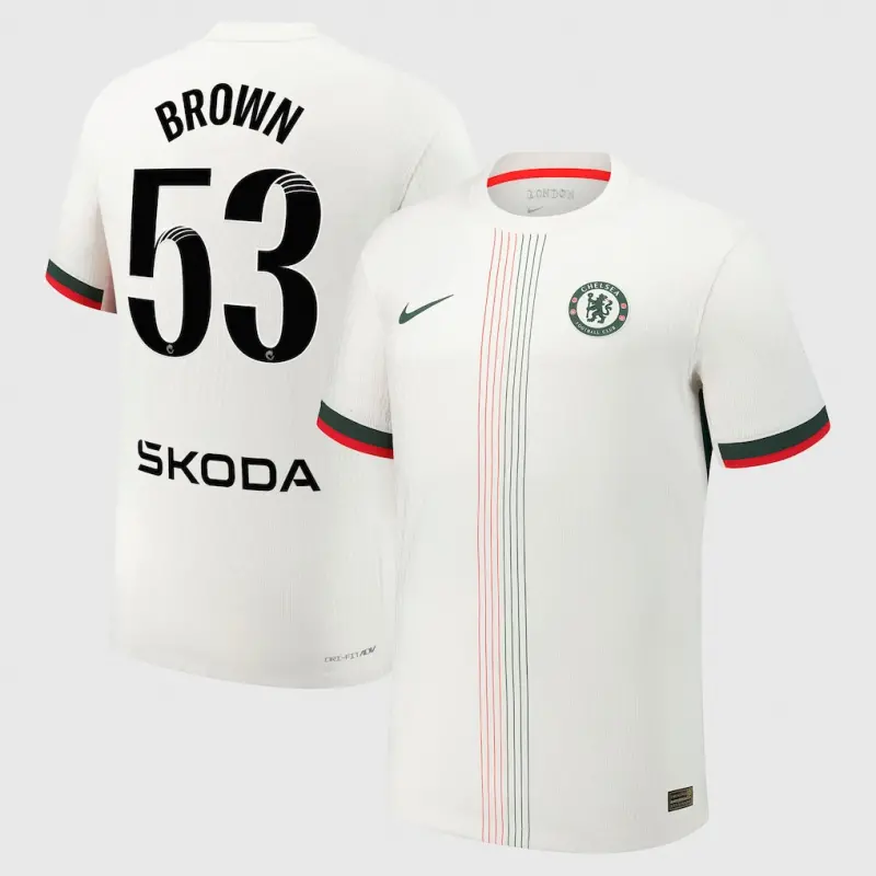 Chelsea chelsea wsl nike dri-fit adv auswärtsspieltrikot 2025-26 mit aufdruck „brown 53“ Trikot - Exklusive Chelsea Fußballbekleidung