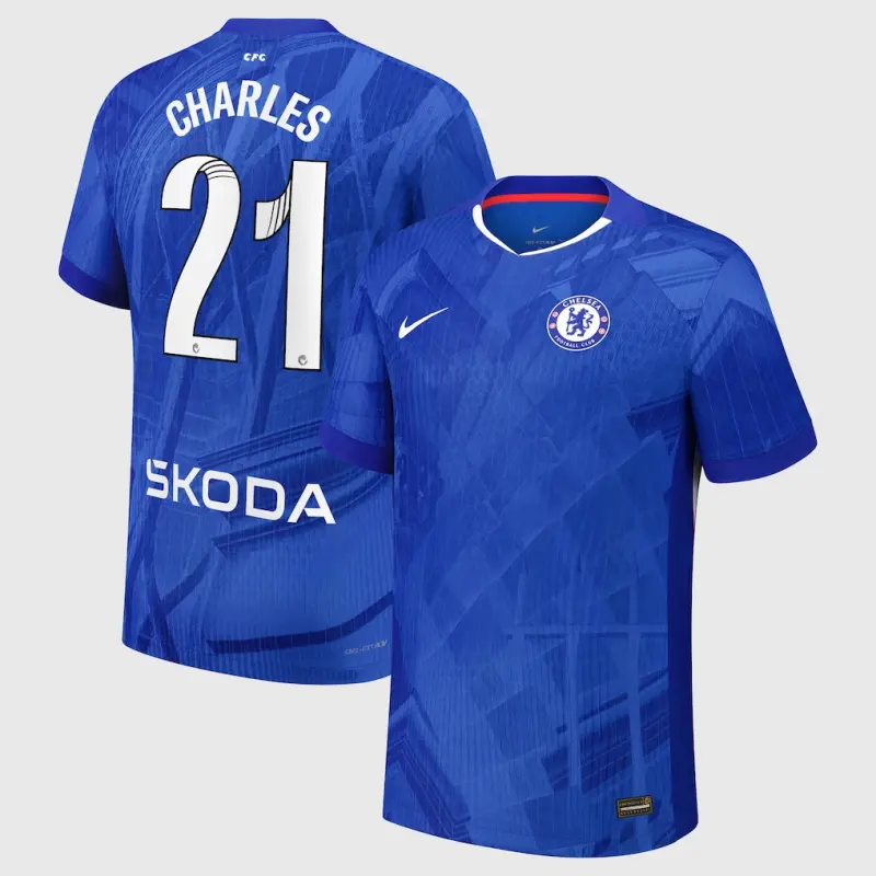 Chelsea chelsea wsl nike dri-fit adv heimspieltrikot 2025-26 – jugendliche mit charles 21-aufdruck Trikot - Exklusive Chelsea Fußballbekleidung