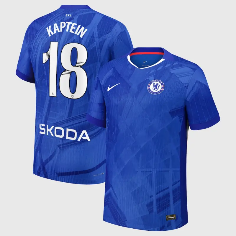 Chelsea chelsea wsl nike dri-fit adv heimspieltrikot 2025-26 – jugendliche mit kaptein 18-aufdruck Trikot - Exklusive Chelsea Fußballbekleidung