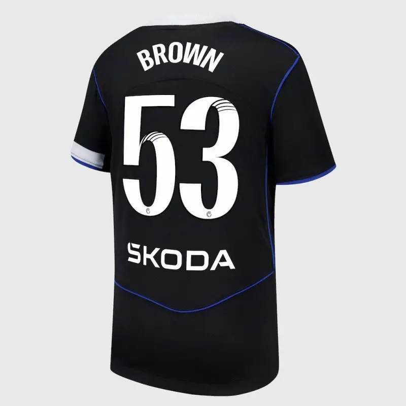 Chelsea chelsea wsl nike drittes stadiontrikot 2025-26 – jugendliche mit aufdruck „braun 53“ Trikot - Exklusive Chelsea Fußballbekleidung Chelsea chelsea wsl nike drittes stadiontrikot 2025-26 – jugendliche mit aufdruck „braun 53“ Trikot - Exklusive Chelsea Fußballbekleidung