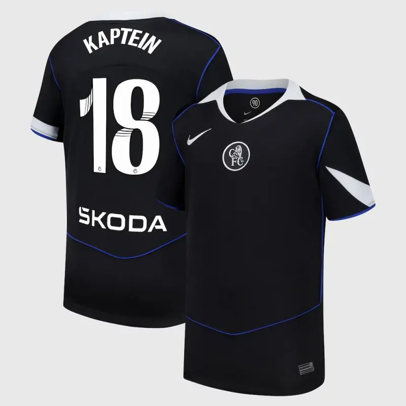 Chelsea chelsea wsl nike drittes stadiontrikot 2025-26 – jugendliche mit kaptein 18-aufdruck Trikot - Exklusive Chelsea Fußballbekleidung