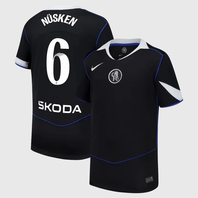 Chelsea chelsea wsl nike drittes stadiontrikot 2025-26 – jugendliche mit nüsken 6-aufdruck Trikot - Exklusive Chelsea Fußballbekleidung