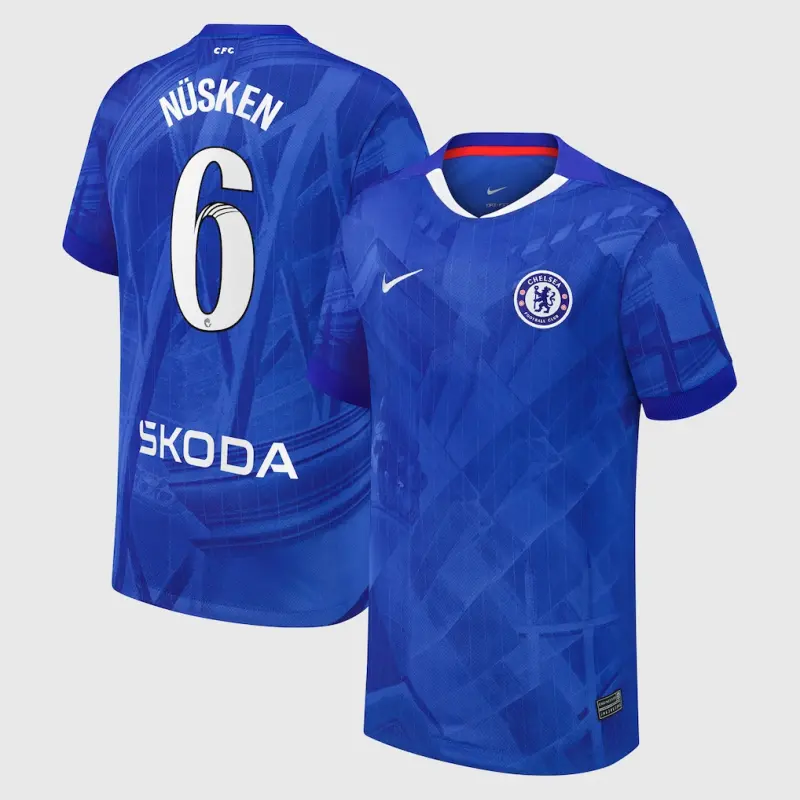 Chelsea chelsea wsl nike heimstadiontrikot 2025-26 – jugendliche mit nüsken 6-aufdruck Trikot - Exklusive Chelsea Fußballbekleidung