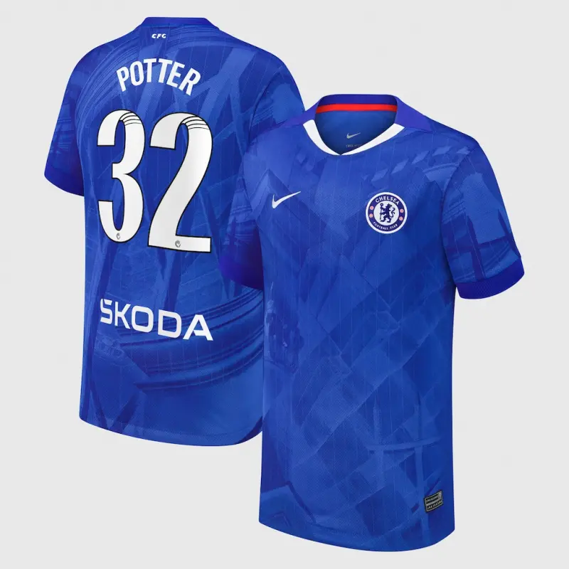 Chelsea chelsea wsl nike heimstadiontrikot 2025-26 – jugendliche mit potter 32-aufdruck Trikot - Exklusive Chelsea Fußballbekleidung