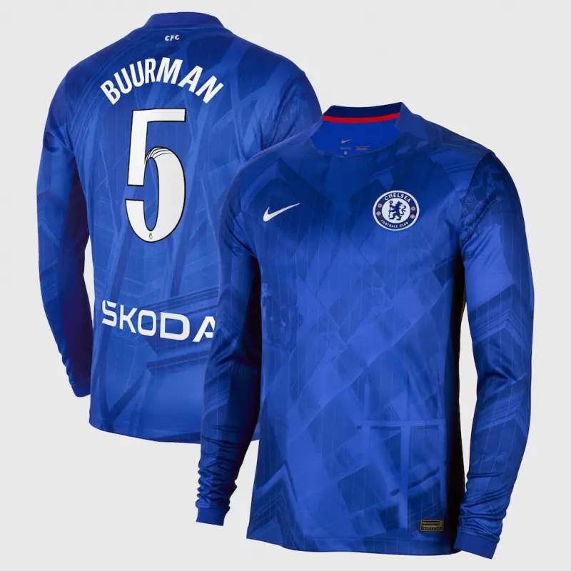 Chelsea chelsea wsl nike heimstadiontrikot 2025-26 – langarm mit buurman 5-aufdruck Trikot - Exklusive Chelsea Fußballbekleidung